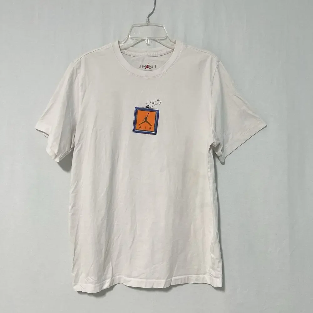 Air Jordan Keychain White Crew Tee Shirt Men L Retired Cotton